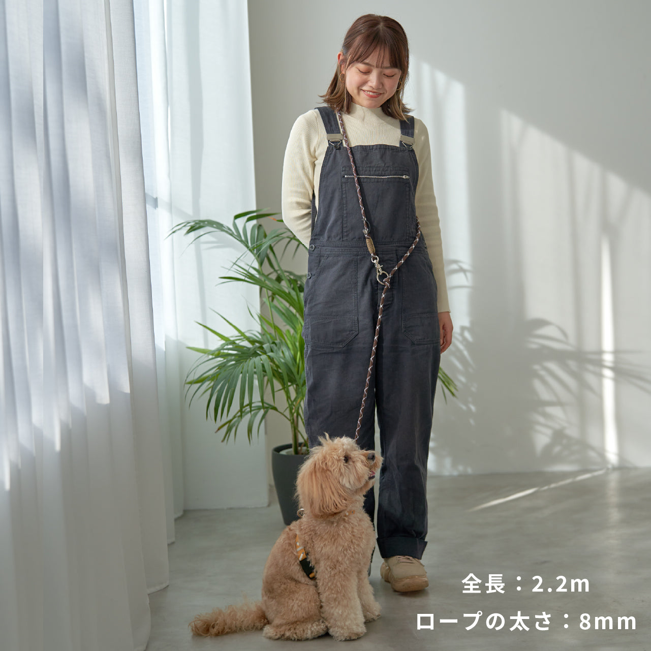 ショルダーリード(ロープ)ブラウン×ホワイト