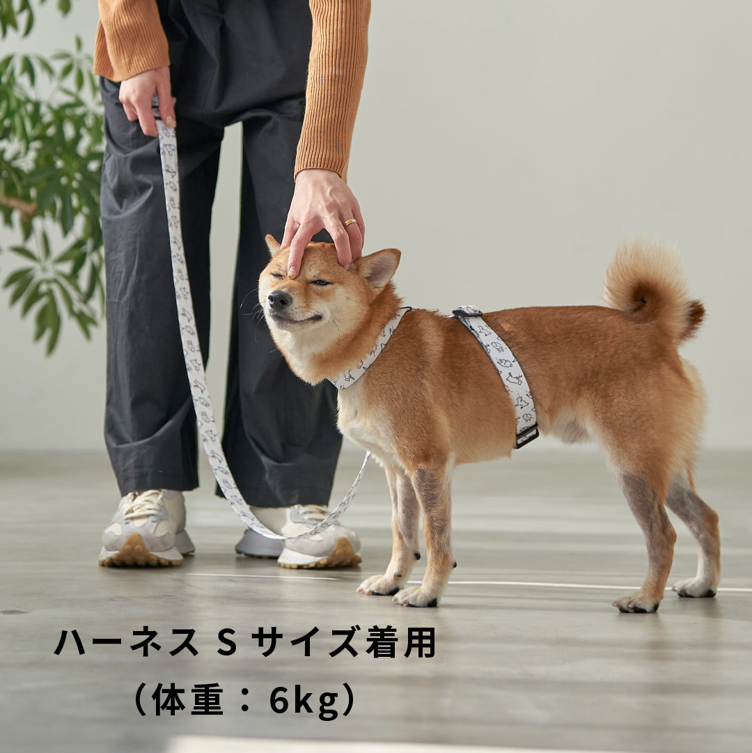 inuno. × 湖中そう 8の字型ハーネス 「拒否柴」ホワイト