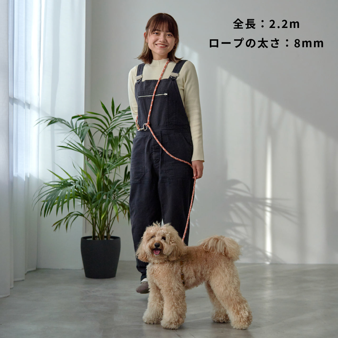 ショルダーリード(ロープ)赤茶×ホワイト