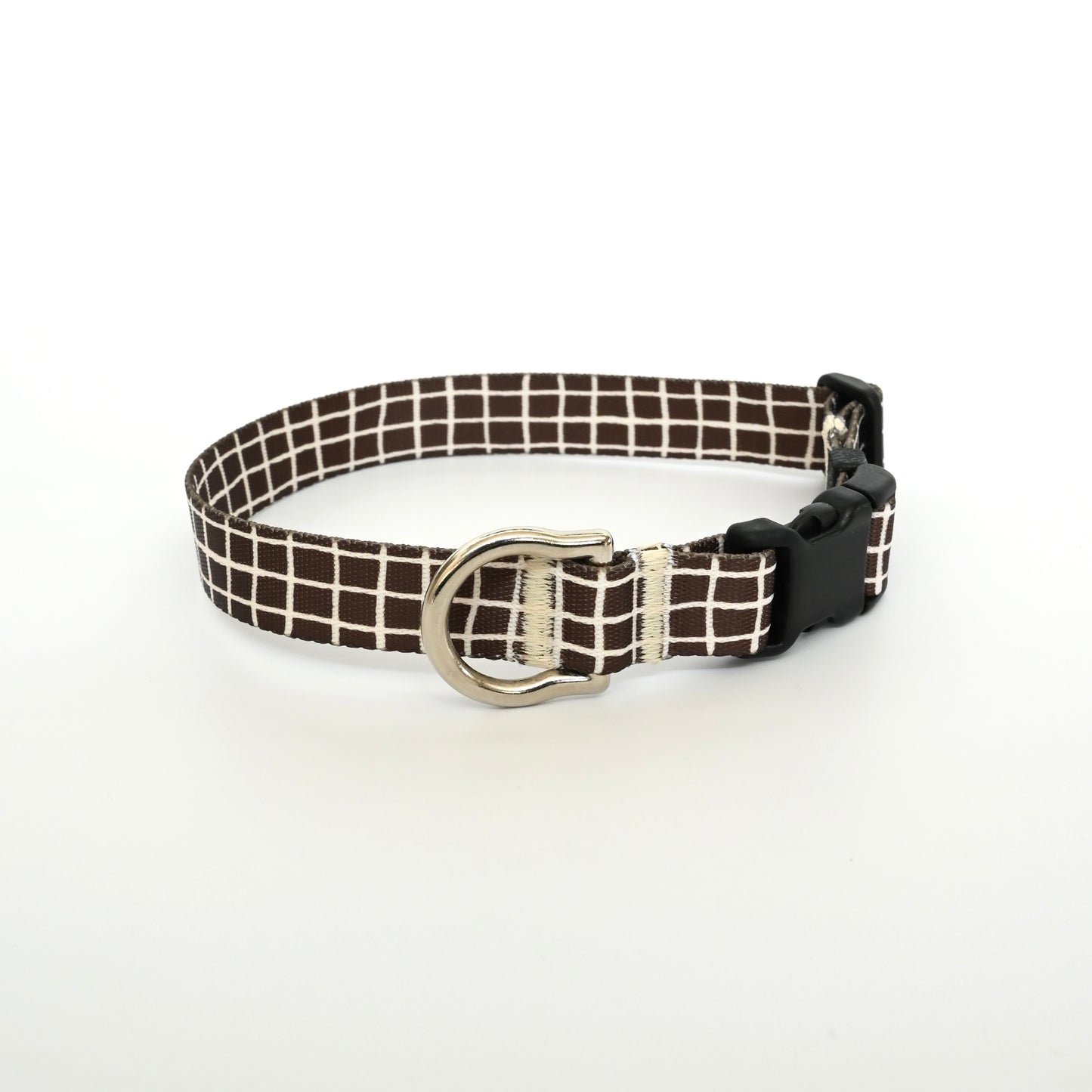 首輪 Windowcheck ブラウン×アイボリー